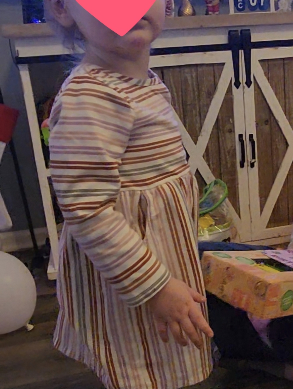 Marie Nicole Floral Pink and Green Striped Kids Dress - Picture 5 of 5